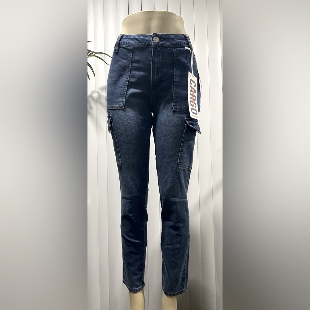 High rise cargo jeans